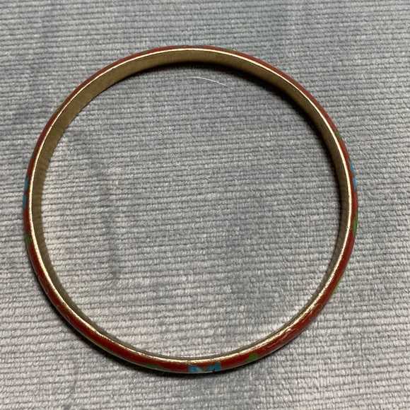 Cloisonné enameled brass vintage bangle bracelet 3” across excellent cond. - Picture 5 of 11